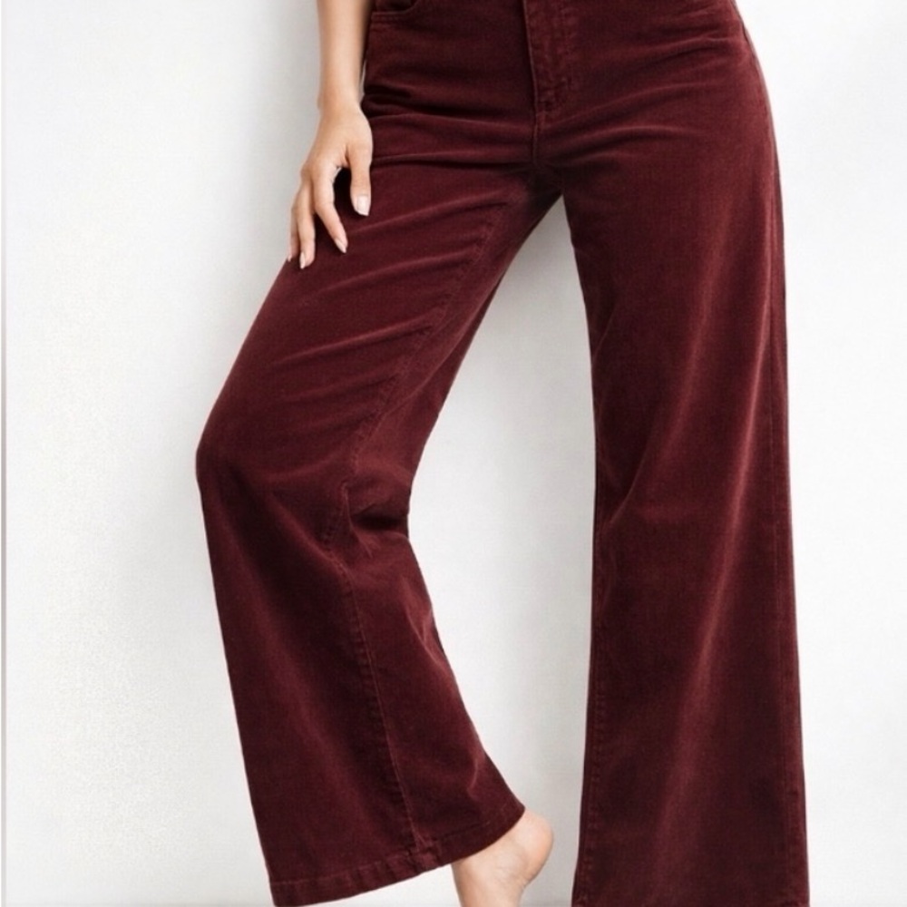 St. John’s Bay Burgundy High Rise Wide-Leg Corduroy Pants